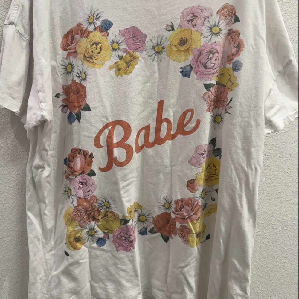 Wildfox "Babe" distressed over-sized t-shirt